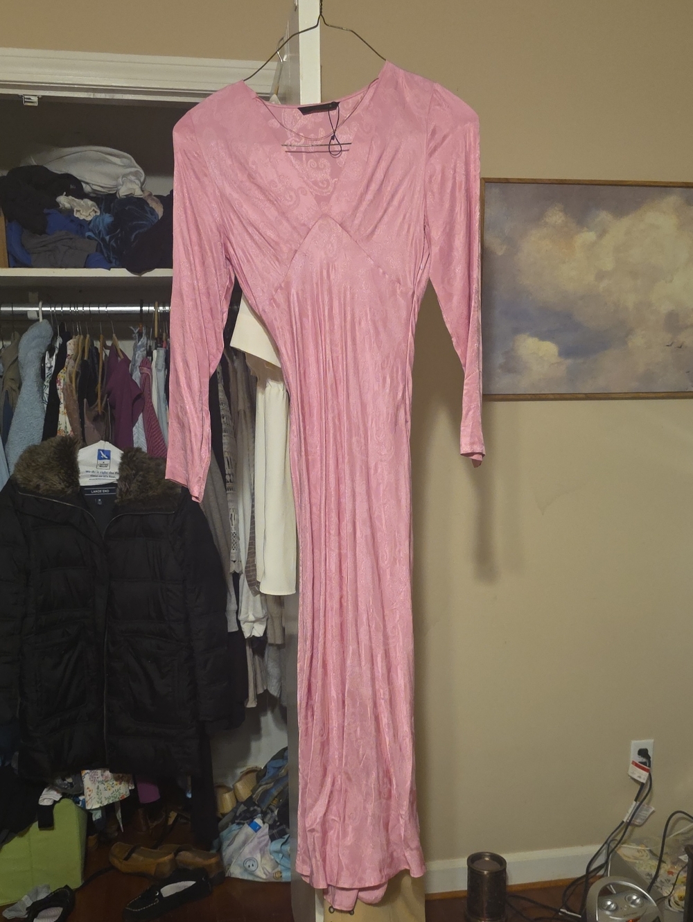 Zara Dusty Pink Long Sleeve Maxi Dress